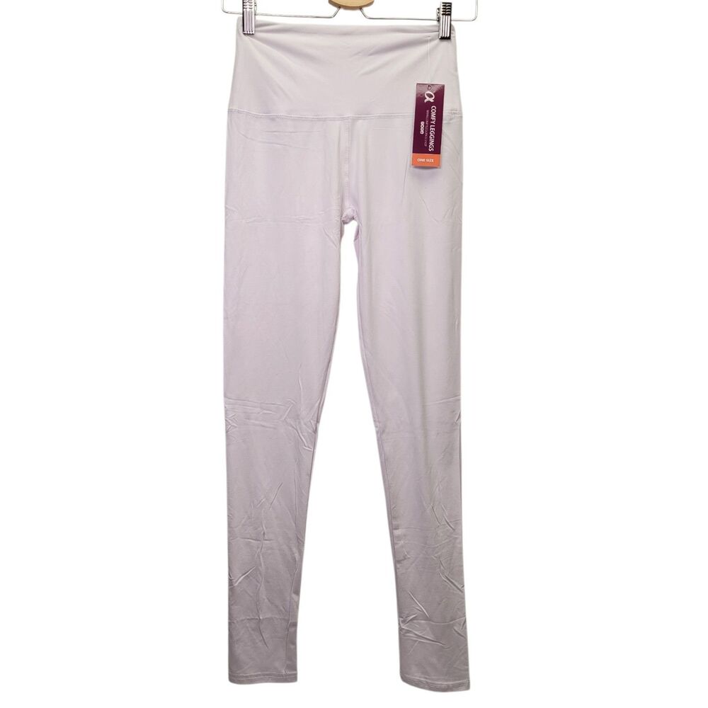 COMFYFOREVER Women's Comfy Leggings One Size High Waist Stretch Pants White